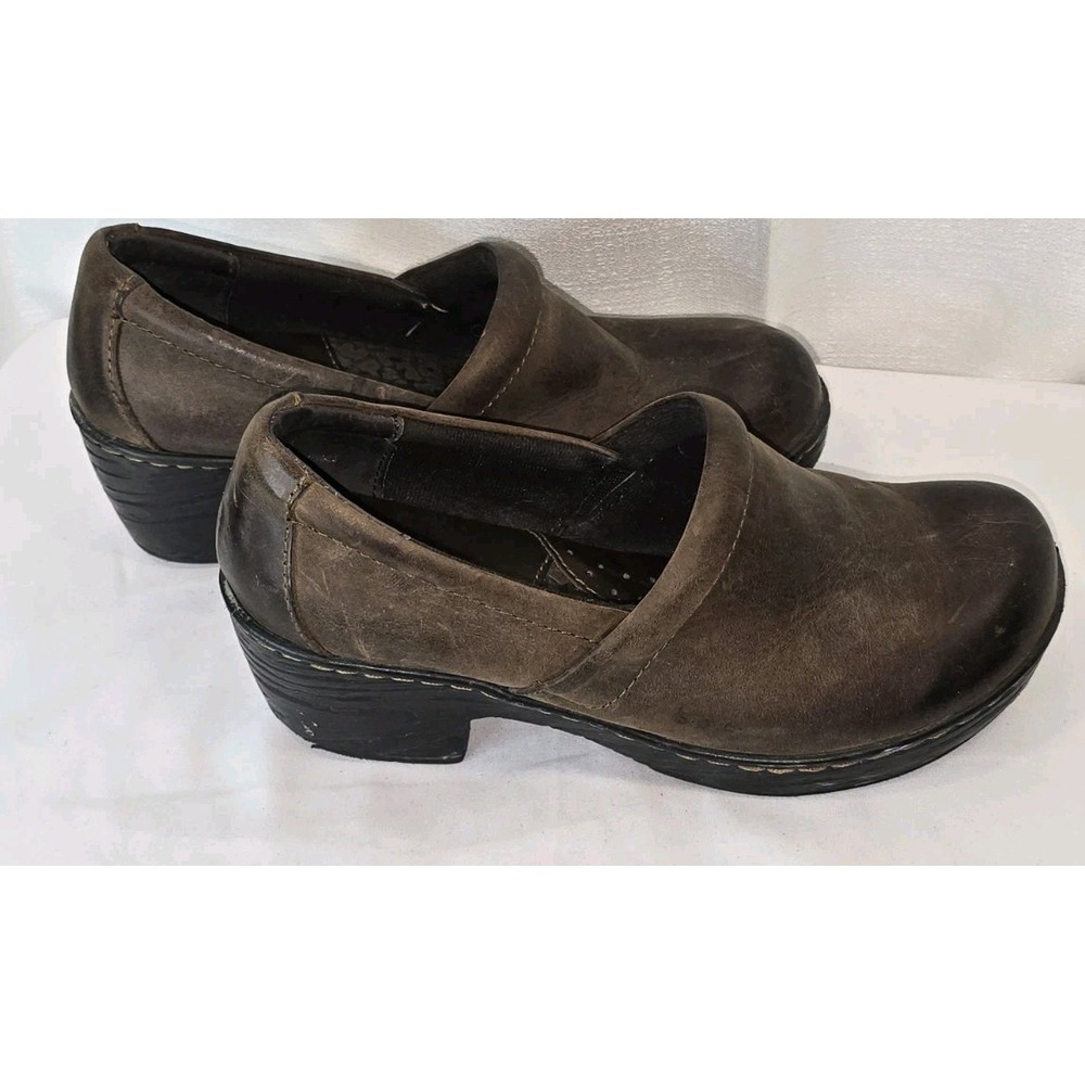 b.o.c. Born Concept Women Brown Leather Clogs Mules Heels C80848 CBTF18 Size 7M